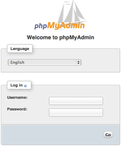 phpMyAdmin Default Landing Page