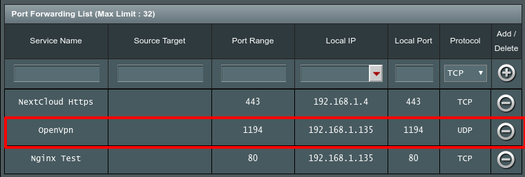 Asus port forwarding
